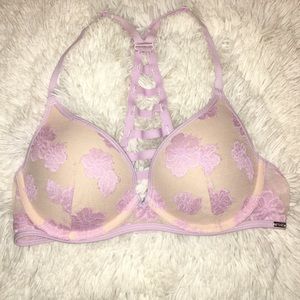 Lilac Hibiscus Date Racerback bra by PINK